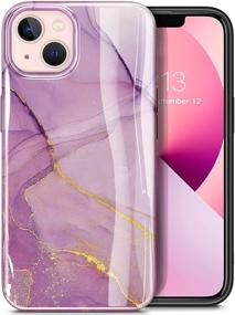 img 4 attached to 💜 GVIEWIN Romantic Purple Marble iPhone 13 Case - Slim Shockproof TPU Cover for 6.1 Inch iPhone 13 (2021)