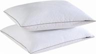 🛌 fluffy down alternative pillows 2 pack - cooling standard size bed pillows for side and back sleepers - 20 x 26 inches, white logo