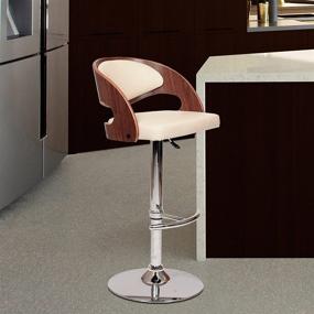 img 1 attached to 🪑 Cream Faux Leather and Chrome Finish Armen Living Malibu Swivel Barstool: A Perfect Addition for Your Kitchen or Bar