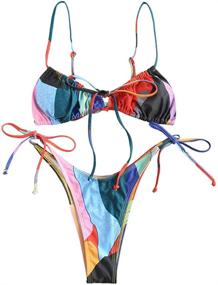 img 4 attached to 👙 Stylish and Flattering: FEAPHY Women's String Bikini with Frill Trim and Tie Sides - Perfect Two Piece Swimsuit for a Trendy Beach Look