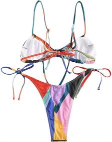 img 3 attached to 👙 Stylish and Flattering: FEAPHY Women's String Bikini with Frill Trim and Tie Sides - Perfect Two Piece Swimsuit for a Trendy Beach Look