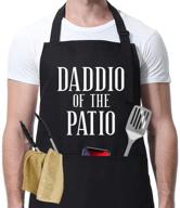 daddio of the patio - funny bbq grill apron for dad - perfect gifts for dad, husband, father in law, step dad - unique christmas, birthday gifts - dad apron for grilling bbq logo