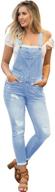 👖 niobe clothing women's juniors rolled cuffs ankle length distressed denim overalls - trendy and stylish fashion statement! logo