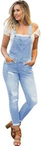 img 4 attached to 👖 NioBe Clothing Women's Juniors Rolled Cuffs Ankle Length Distressed Denim Overalls - Trendy and Stylish Fashion Statement!