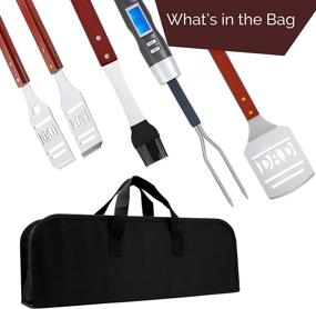 img 3 attached to 🔥 AMZ BBQ Club Dad Grill Set: 4-Piece Outdoor Barbecue Grill Accessories with Spatula, Tongs, Digital Thermometer, and Basting Brush