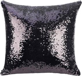 img 1 attached to Magic Reversible Sequin Pillow Cover - Funny Gag Gift and Decorative Home Cushion - 16x16 inches (Black, Pack of 1)