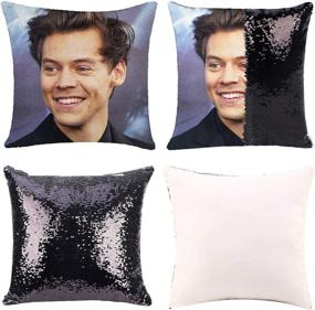 img 4 attached to Magic Reversible Sequin Pillow Cover - Funny Gag Gift and Decorative Home Cushion - 16x16 inches (Black, Pack of 1)