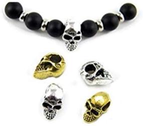 img 1 attached to Premium Quality PlanetZia 10pcs Side Drilled Detailed Metal Skull Beads - Ideal for Stunning Jewelry Making - USA Made TVT-RZ65 (Antique Gold)