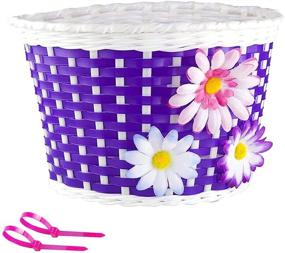 img 4 attached to 🚲 Farway Kid's Girl's Bike Bicycle Basket - Front Handlebar Decoration with 3 Pretty Flowers (8.7 x 5.9 x 5.9 inch)