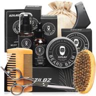 💼 szilbz men's beard care kit: grooming balm, oil, shampoo, wash, brush, comb, scissors - natural, mild; perfect gifts for dating, party, wedding logo