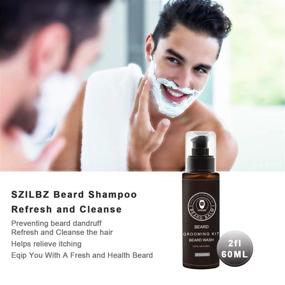 img 3 attached to 💼 SZILBZ Men's Beard Care Kit: Grooming Balm, Oil, Shampoo, Wash, Brush, Comb, Scissors - Natural, Mild; Perfect Gifts for Dating, Party, Wedding