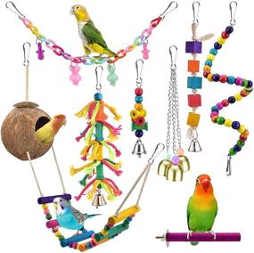 img 4 attached to 🐦 KATUMO Coconut Bird House with Colorful Ladder: Toys for Parakeet, Conure, Cockatiel & More!