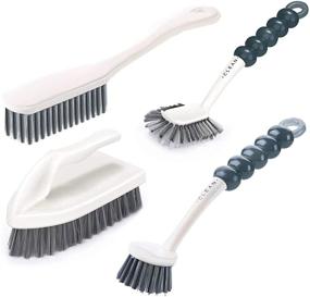 img 4 attached to 🧹 Versatile 4 Pcs Deep Cleaning Brush Set with Ergonomic Handle for Kitchen, Bathroom, Floor, and More!