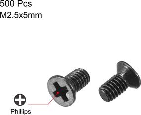 img 3 attached to 🔩 500pcs Black M2.5 x 5mm Phillips Screw Fasteners by uxcell for Laptop, PC, TV, Fan, Audio Switch