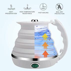 img 2 attached to ShineMe Food Grade Silicone Upgrade Travel Kettle - Ultrathin Electric Water Kettle with Cup, Dual Voltage 110-220V, Universal Adaptor, Detachable Power Cord - 555ML (White)