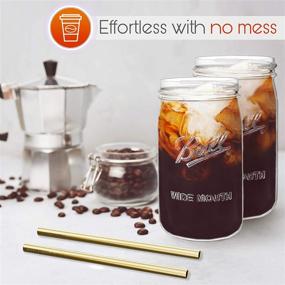 img 1 attached to Reusable Boba Bubble Tea & Smoothie Cups with Glass Mason Jars, Bamboo Lids, and Stainless Steel Straws - 32oz Wide Mouth Set of 2 by Brand Capsule Classic