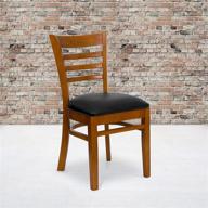 🪑 hercules series ladder back cherry wood restaurant chair with black vinyl seat - 2 pack by flash furniture logo