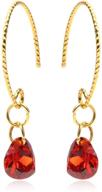 labekaka 14k gold and 925 silver pin earrings with heart-shaped red zirconia dangle for women logo