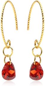 img 4 attached to Labekaka 14K Gold and 925 Silver Pin Earrings with Heart-Shaped Red Zirconia Dangle for Women