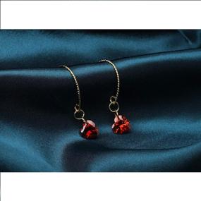 img 3 attached to Labekaka 14K Gold and 925 Silver Pin Earrings with Heart-Shaped Red Zirconia Dangle for Women