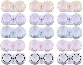 img 4 attached to 👀 KISEER 15-Pack Transparent Adorable Contact Lens Case Storage Kit with Box Holder