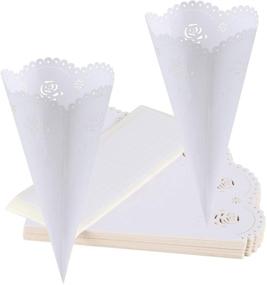 img 4 attached to 100 White Rose Confetti Petal Cones for Wedding Party Events - GWHOLE