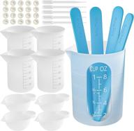🛠 nicpro silicone resin measuring cups tool kit - 250ml & 100ml graduated cups, silicone stir sticks for popsicles, pipettes, finger cots - ideal for epoxy resin mixing, mold making, jewelry crafting, waxing - easy to clean logo