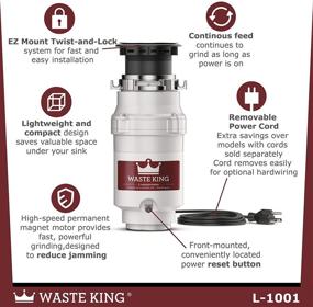 img 1 attached to Waste King L-1001 Garbage Disposal with Power Cord, 1/2 HP: Efficient and Reliable Waste Management Solution