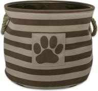 striped paw patch small round brown pet storage bin by bone dry логотип