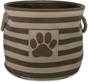 img 4 attached to Striped Paw Patch Small Round Brown Pet Storage Bin by Bone Dry