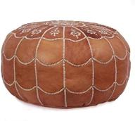 🛋️ ikram design moroccan leather pouf - dark tan arch design, 22x14 inches логотип