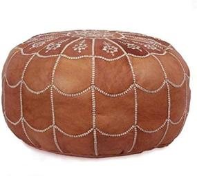 img 1 attached to 🛋️ IKRAM DESIGN Moroccan Leather Pouf - Dark Tan Arch Design, 22x14 Inches