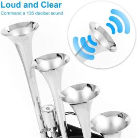 img 2 attached to PARTOL Train Horn: Super Loud 135DB Chrome Plated Horns for Trucks, Cars, RVs, and More - Silver