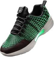 men's fashion sneakers: black and green hotdingding shoes with charging and flashing features логотип