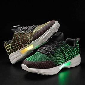 img 2 attached to Men's Fashion Sneakers: Black and Green HotDingding Shoes with Charging and Flashing Features