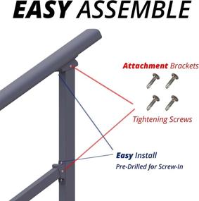 img 1 attached to 🖤 1-Step Black Wrought Iron Outdoor Handrail for Steps - Enhancing Accessibility and Safety