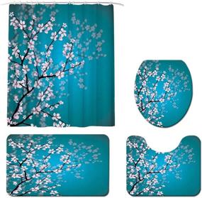 img 4 attached to Bathroom Curtain Non Slip Curtains Turquoise