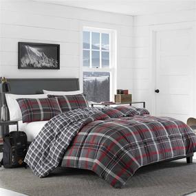 img 2 attached to Eddie Bauer Home Willow Collection: Soft and Cozy Reversible Plaid Comforter Set, King Size, Dark Grey - Enhanced for Better SEO