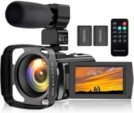 🎥 1080p fhd video camera camcorder for youtube vlogging with 24.0mp, 3.0 inch 270° rotation screen, 16x digital zoom, microphone, remote control, lens hood, and 2 batteries logo