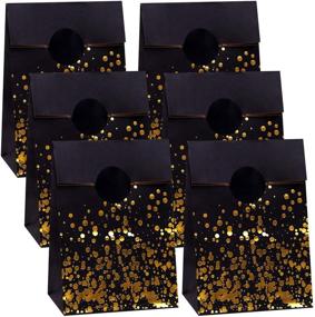 img 4 attached to 🛍️ Cooraby 30-Piece Bronzing Gold Candy Bags: Kraft Black Paper Lunch Bags for Parties, with 48 Label Stickers