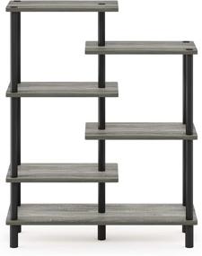 img 2 attached to 📚 Furinno Turn-N-Tube 6-Tier Accent Display Rack in French Oak Grey/Black - Organize and Showcase with Style!