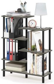 img 1 attached to 📚 Furinno Turn-N-Tube 6-Tier Accent Display Rack in French Oak Grey/Black - Organize and Showcase with Style!