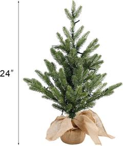 img 2 attached to Juegoal 24-Inch Pre-lit Christmas Pine Tree with Warm White Fairy Lights 🎄 - Tabletop Artificial Tree with Burlap Wooden Base for Xmas, Spring Home Decorations