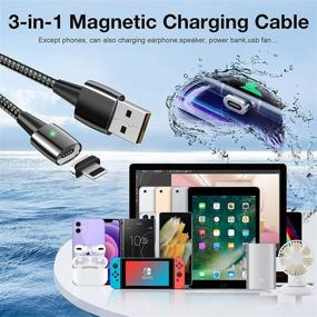 img 1 attached to 🔌 Magnetic Data Charging Cable Set, 3 in 1 Nylon Braided QC3.0A Fast Charging & Data Sync Charger Cable, Magnetic Phone Charger for Micro USB, Type C, Phone [4-Pack, 3.3ft + 3x6.6ft] - Black