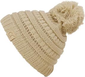 img 3 attached to 🧒 CC Kids' Cozy Pom Pom Ski Beanie Hat - Cute, Warm, and Comfortable for Children's Winter Activities