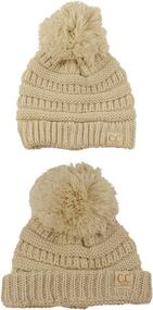 img 1 attached to 🧒 CC Kids' Cozy Pom Pom Ski Beanie Hat - Cute, Warm, and Comfortable for Children's Winter Activities