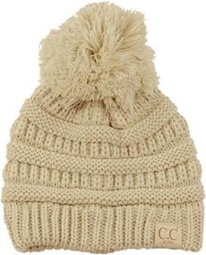 img 4 attached to 🧒 CC Kids' Cozy Pom Pom Ski Beanie Hat - Cute, Warm, and Comfortable for Children's Winter Activities