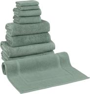 🛀 turkish towels - 9-piece luxury towel sets for bathroom - ultra-soft and highly absorbent bath sheets, bath towels, hand towels, washcloths, and bath mat in stylish green logo