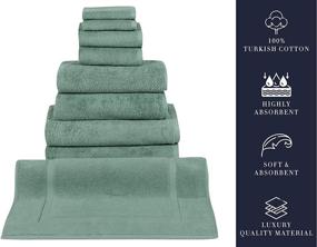 img 2 attached to 🛀 Turkish Towels - 9-Piece Luxury Towel Sets for Bathroom - Ultra-Soft and Highly Absorbent Bath Sheets, Bath Towels, Hand Towels, Washcloths, and Bath Mat in Stylish Green