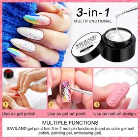 img 1 attached to 💅 Saviland Solid Cream Gel Nail Polish Kit - 12 Colors: High-Quality Gel Paint Set with 15pcs Nail Brushes for Nail Paint & Art Design